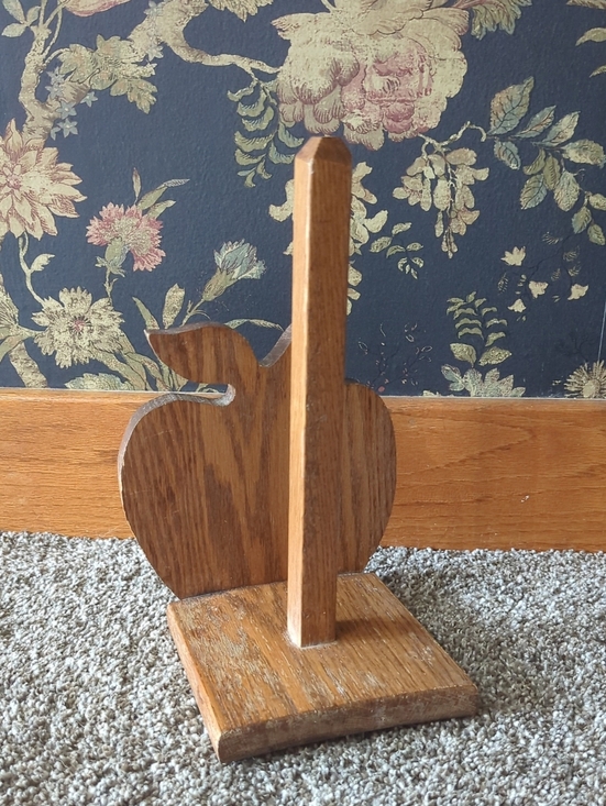 Vintage Other - Wooden Apple Paper Towel Holder Rustic Oak Finish Grannycore